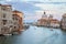 Grand Canal in Venice at dusk, pink and blue sky in Italy