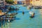 Grand Canal waterway with boats and vaporettos sailing