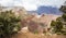 Grand Canyon, Arizona, USA. Overlook of the red rocks, cloudy sky background