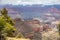 Grand Canyon, Arizona, USA. Overlook of the red rocks, cloudy sky background