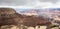 Grand Canyon, Arizona, USA. Overlook of the red rocks, cloudy sky background