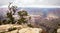 Grand Canyon, Arizona, USA. Overlook of the red rocks, cloudy sky background