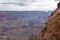 Grand Canyon - Close up focused view on Utah agave with aerial overlook on rock formation O\\\'Neill Butte , Arizona, USA