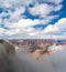 Grand Canyon landscape scene with temperature inversion fog