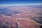 Grand Canyon National Park in Arizona, aerial view from airplane, UNESCO World Heritage Centre Geological history site. In the Uni