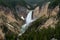 Grand Canyon of the Yellowstone lower falls waterfall view from Inspriation Point