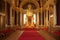 grand castle throne room with the royal family and courtiers in attendance, celebrating royal wedding or birthday