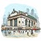 Grand Central Terminal. Grand Central Terminal hand-drawn comic illustration. Vector doodle style cartoon illustration