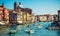 Grand channel with boats in Venice, Italy