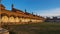 Grand Cloister of the Pavia Carthusian monastery at sunset