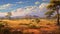 Grand Desert Scene: Highly Detailed Savanna Painting With Realistic Light And Colors