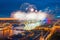 Grand fireworks over the waters of the Neva River in St. Petersburg, visible Palace Bridge, Peter and Paul Fortress