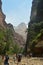 Grand Gorge With Views Of A Most High Mountain In Zion Park. Geology Travel Holidays