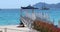 Grand Hyatt Cannes Hotel Martinez pier with luxury empty chairs