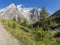 The Grand Jorasses massif from Val Ferret valley in Italy - Trekking Mont Blanc