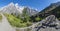 The Grand Jorasses massif from Val Ferret valley in Italy - Trekking Mont Blank