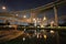 Grand King Bhumibol Bridge with reflection on pond