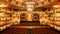 Grand old opera house theatre interior with empty stage and seats. 3D illustration