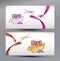 Grand Opening banners with abstract red and pink ribbon and scissors