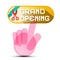 Grand Opening Button with Hand and Scissors