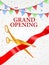 Grand opening card with red ribbon and gold scissors