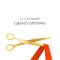 Grand Opening celebrities illustration with gold scissors and red ribbon . Vector
