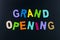 Grand opening ceremony celebration invitation new business startup has banner