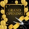 Grand opening cutting golden ribbon luxury party celebration