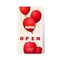 grand opening festive event invitation banner with red balloons advertising campaign poster