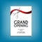 Grand opening flyer mock-up with silver scissors cutting red ribbon