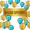 Grand opening golden ribbon with golden and blue balloon luxury party celebration