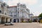 Grand Oriental Hotel, luxury colonial building at York Street with the rickshaw monument in front of it in Colombo, Sri Lanka.