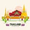 The Grand Palace. landmark of Bangkok, Thailand. ASEAN SET - vector