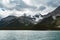 Grand Panorama of Surrounding Peaks at Maligne Lake, Jasper National Park.