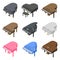 Grand piano icons set, isometric style