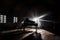 grand piano keys with a single dramatic spotlight