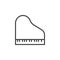Grand piano line icon, outline vector sign, linear style pictogram isolated on white.