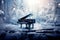 The grand piano on the snow in winter season with snow forest background, the concept: a song about winter, music Generative AI