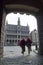 Grand Place square in Brussels city. Two women walking