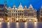 Grand Place Square at night in Belgium, Brussels