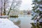 Grand pond in Catherine park in winter, Tsarskoe Selo Pushkin, Saint Petersburg, Russia