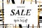 Grand sale banner, flyer or poster with typographical text with abstract gold and black geometric background frame
