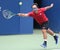 Grand Slam Champion Michael Chang in action during 2018 US Open exhibition match at newly open Louis Armstrong Stadium