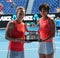  Grand Slam champions Samantha Stosur of Australia (L) and Zhang Shuai of China during trophy presentation after 2019 AO