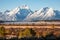 Grand Teton and Mount Moran beside Jackson Lake and Willow Flats