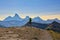 Grand Teton Mountain range Man hiker