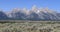 Grand Teton mountain range Wyoming from valley 4K