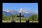 Grand Teton Mountains view through the window of Chapel of the Transfiguration. Grand Tetons National Park