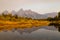 The Grand Teton reflected in a tributary of the Snake River