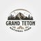 grand teton vintage logo vector illustration design, travel adventure logo design